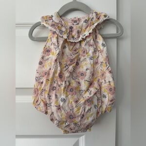 Floral Ruffled Kids Romper - Pink and Yellow